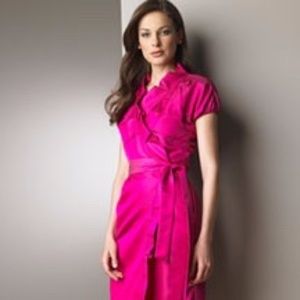 DVF Silk Victoire Fuchsia Silk Wrap Party Dress